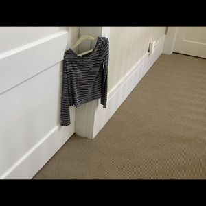 Size 10 justice Black white andblue striped shirt